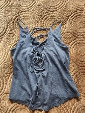 Lace-Up Strappy Women’s Tank Top - Blue